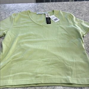 Vintage AllPoints Cotton spring green V-Neck Tee